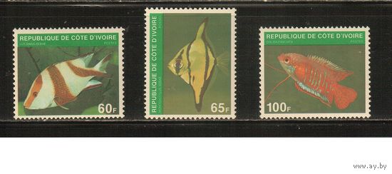 Кот-Дивуар-1980(Мих.636-638),  ** ,   Морская  Фауна ,Рыбы,(полная серия)