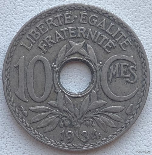 Франция 10 сантимов 1934 г.