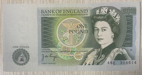 Банкнота Великобритания 1 фунт 1978–1984 г. Елизаветы II. Исаак Ньютон НЕ БЫЛА В ОБОРОТЕ