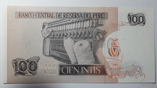 Перу, 100 инти 1987 г. Серия B E. UNC.
