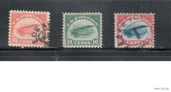 США-1918, (Скотт.С1-С3), гаш.(1 м - *) , Авиапочта, Самолеты(полная серия)