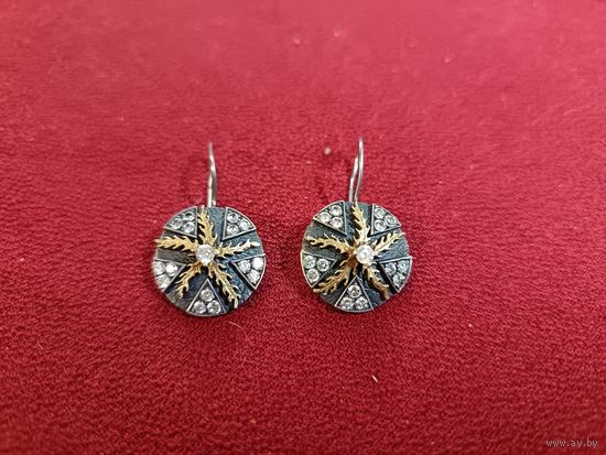 С рубля без мц. серьги "круглые", диам 2см. длина 3.3см. зубр925пр.