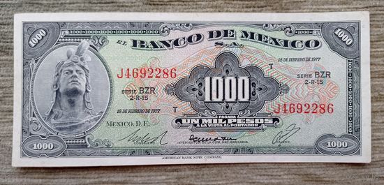 Werty71 Мексика 1000 песо 1977 банкнота сиреневая печать