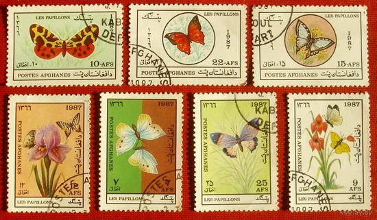 Афганистан. Бабочки. ( 7 марок ) 1987 года. 11-13.