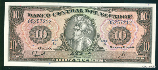 Эквадор 10 сукре 1988 UNC