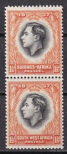 206.BrK. Великобритания. Колонии.  Юго- Западная Африка. Георг VI. Стандарт. 1937 г. 2x1 1/2P. Mi.##186/187. MNH.