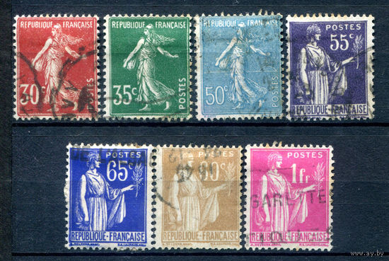 Франция (Республика) - 1937/38г. - аллегория - 7 марок - полная серия, гашёные [Mi 363-369]. #1-Fr-17-A-2