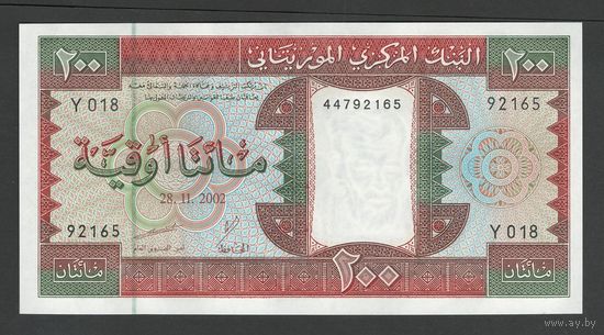 Мавритания 200 угий 2002 года. Тип P-5. Состояние UNC!