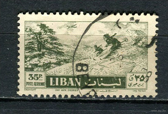 Ливан - 1957 - Ливанские пейзажи 35Pia. Авиапочта - [Mi.587] - 1 марка. Гашеная.  (Лот 57CP)
