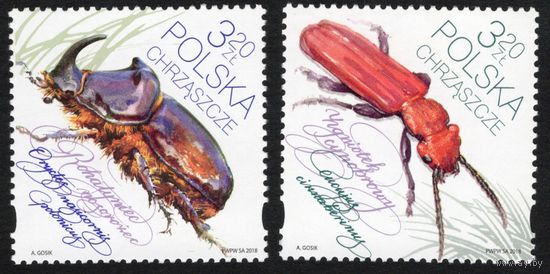 Польша 2018. Насекомые. Жуки. 2 марки 5019-20