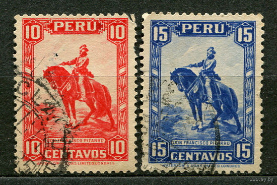 Конкистадор Франциско Писарро. Перу. 1935. Серия 2 марки