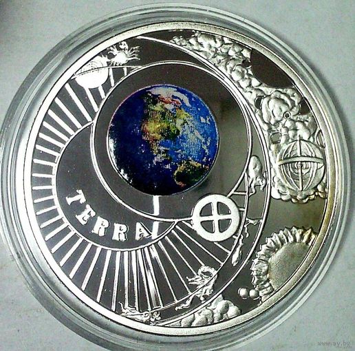 РАСПРОДАЖА!!! - БЕЛАРУСЬ 10 рублей 2012 год "Солнечная Система - ЗЕМЛЯ" (серебро) - PROOF!