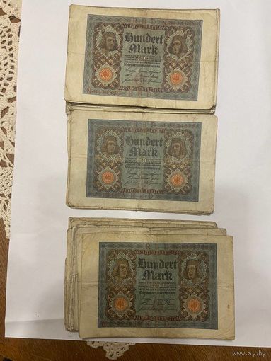 100 марок Германия 1920 г. - дилерский лот - 100 штук