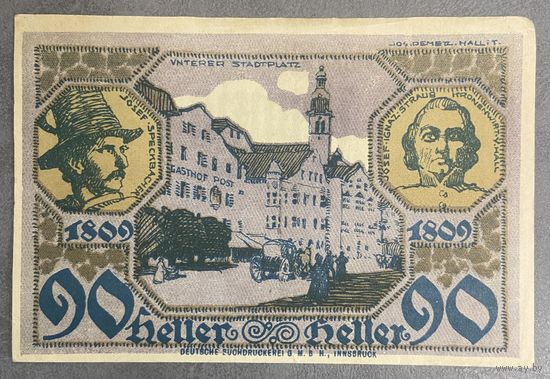 Нотгельды Австрия Айнзидлер, 90 геллеров 1920 год