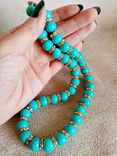 Бусы ожерелье под бирюзу