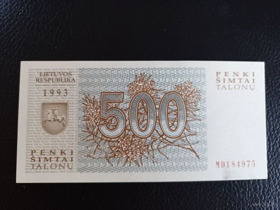 Банкнота Литва 500 талонов 1993 UNC Номер MD184975