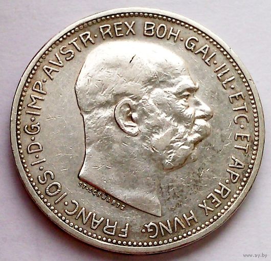 АВСТРИЯ 2 короны 1912 год "ФРАНЦ ИОСИФ I" серебро