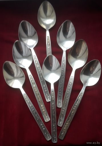 Ложки столовые. Мельхиор. Посеребрение. 8 ложек