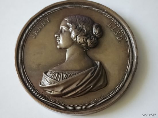 Настольная медаль Jenny Lind (Енни Ли) 1820-1887г.Оперная певица.