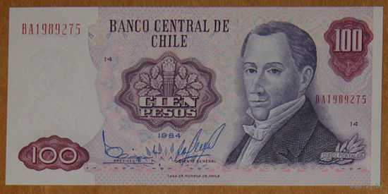 Чили 100 песо 1984 UNC
