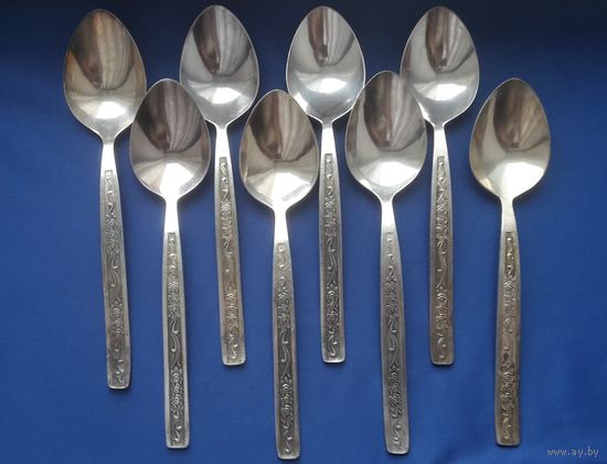 Ложки. Мельхиор. Посеребрение. 8 ложек