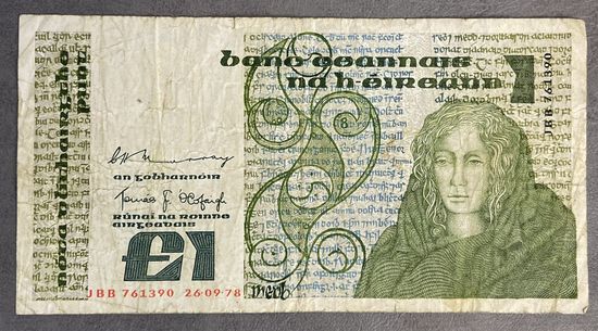 Банкнота. Ирландия. 1 фунт 1978 год