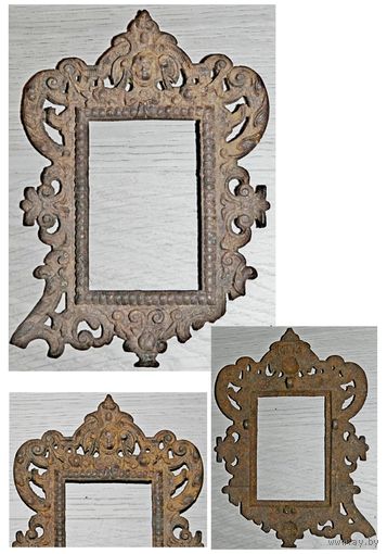 Металлическая старинная рамка для  фотографии  или зеркала .