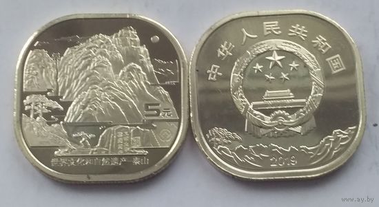 Китай 5 юань, 2019 года. Гора Тайшань UNC