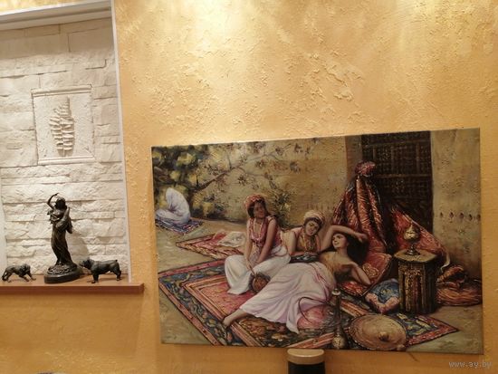 Очень красивая работа фотопечать на холсте с прорисовкой  краской