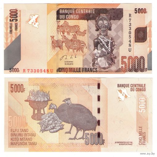 Конго 5000 франков 2013 год UNC