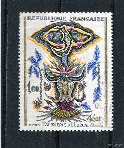Франция. 1966 г. Жан Люрса - французский художник. Гобелен. Луна и бык