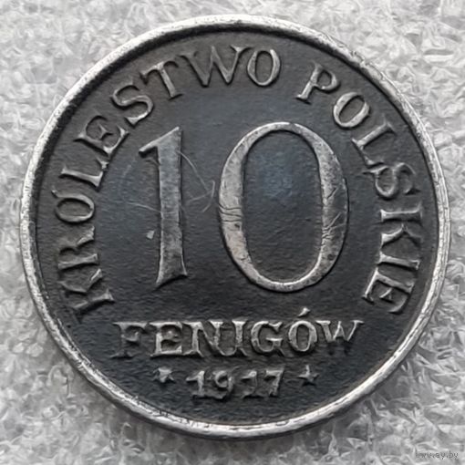 Польша (Королевство Польское) 10 фенигов 1917 г. (2)