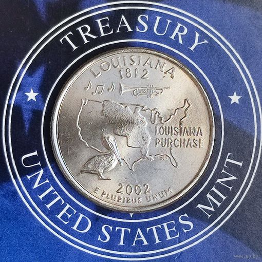 США 25 центов 2002 г. (P). Квотер штата Луизиана.