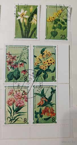РАСПРОДАЖА КОЛЛЕКЦИИ. Сан-Томе и Принсипе, марки "цветы"