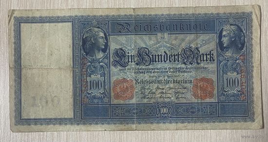 Банкнота 100 марок 1910 год. Германская империя. Красная печать. С рубля без МЦ.