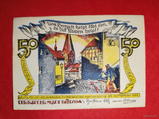 Нотгельд Германия 50 пфеннингов 1922 Reutergeld