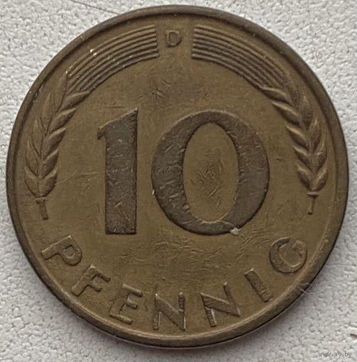 Германия 10 пфеннигов 1950 г. D