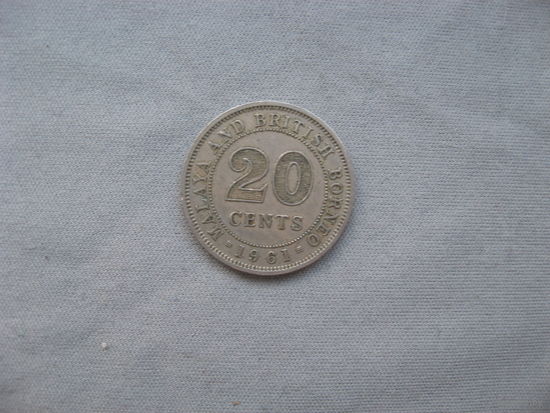 Малайя и Британское Борнео 20 центов 1961 год Елизавета II