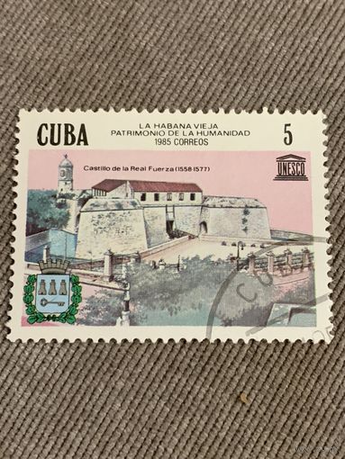 Куба 1985. Достопримечательности ЮНЕСКО. Castillo de la real Fuerza 1558-1577. Марка из серии