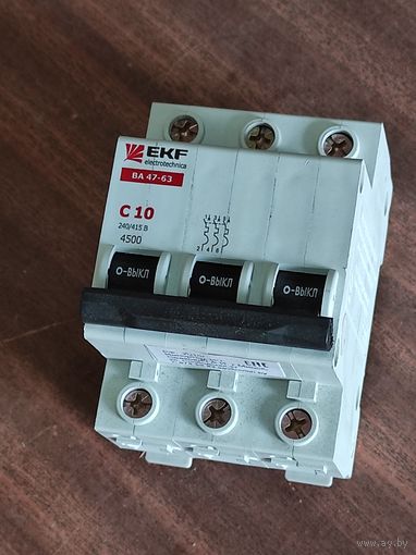 Автомат 4.5кА ВА47-29 3Р 10А С, EKF