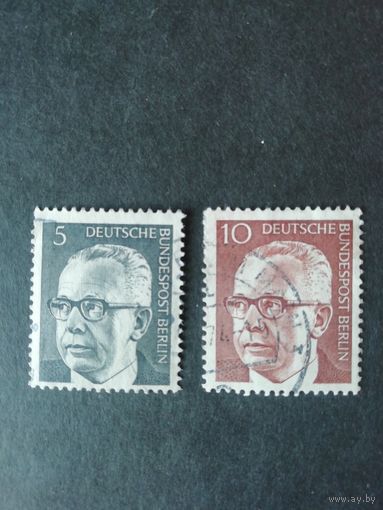 Западный Берлин. 1970 Серия марок "Стандарт. Президент Хейнеманн" (гашеные без клея) Mi.359,361 каталог 0.60 евро