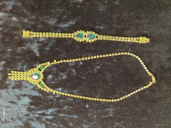 Комплект украшений Чехословакия, колье и браслет