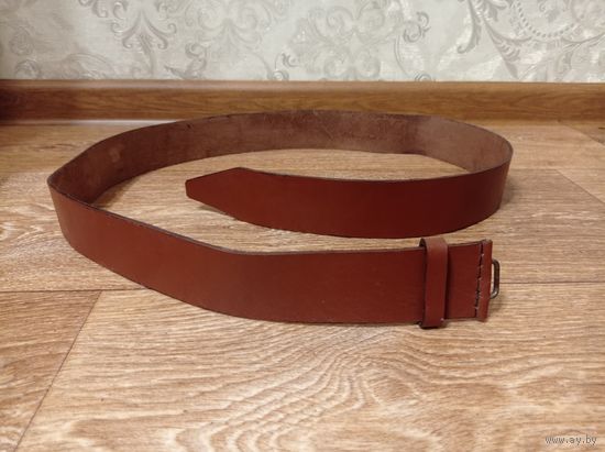Ремень военный кожаный - коричневого цвета