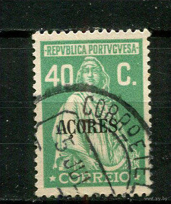 Португальские колонии - Азорские острова - 1929/1930 - Надпечатка ACORES на марках Португалии 40С - [Mi.318] - 1 марка. Гашеная.  (Лот 23Jw)-T9P1