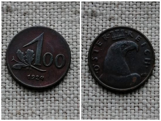 Австрия 100 крон 1924 Орёл/Va