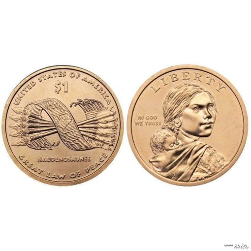 1 доллар 2010 год США Сакагавея Пояс Гайавата (Состяние на фото)