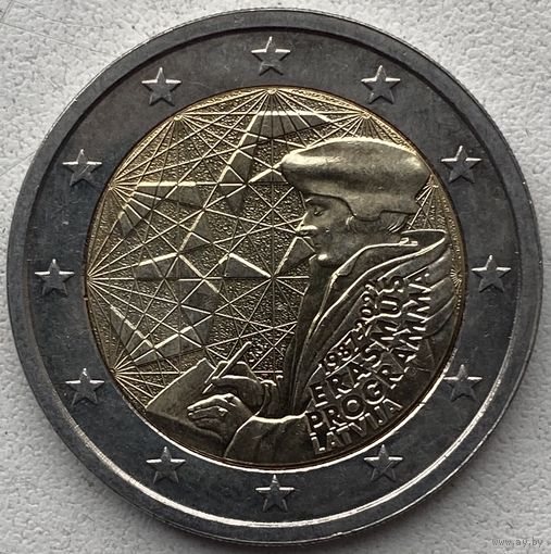 Латвия 2 евро 2022 г. 35 лет программы Эразмус (Erasmus)