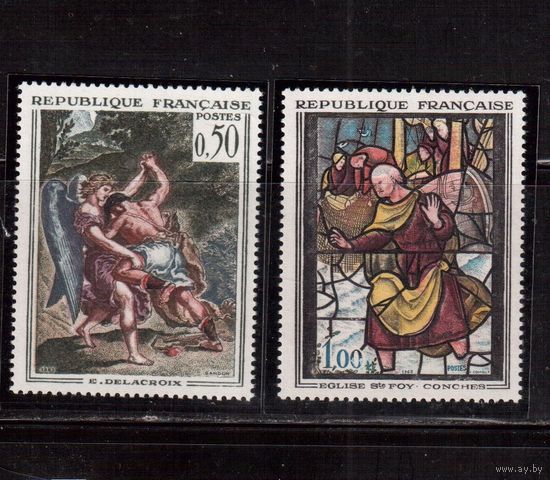 Франция-1963(Мих.1426-1427) ** , Искусство Франции,  Живопись,