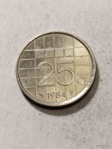 Нидерланды 25 центов 1984