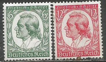 Германия(Рейх). 175лет со дня рождения Ф.Шиллера. Поэт, драматург. 1934г. Mi#554-55. Серия.